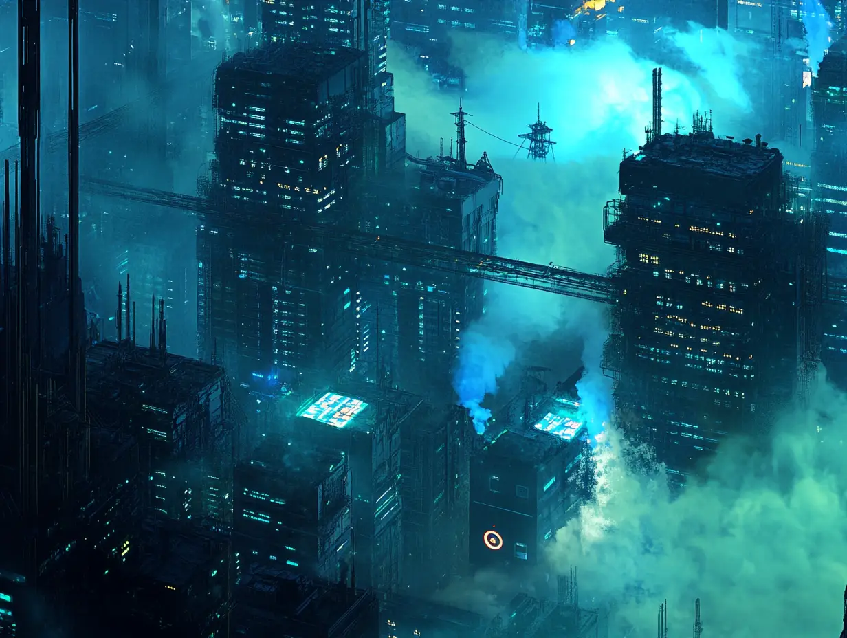 Ville futuriste polluée par les gaz à effet de serre - quelle est la part du numérique dans les émissions de gaz à effet de serre mondial ?